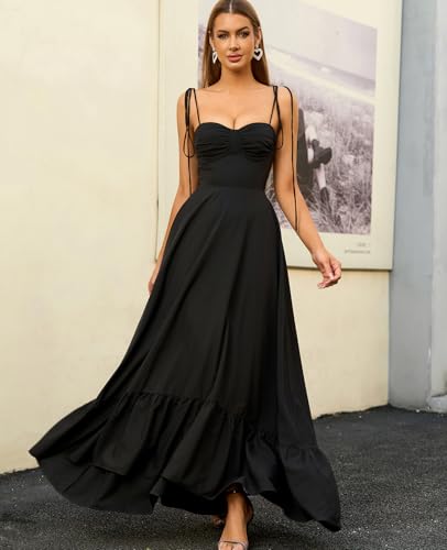 GLNEGE Women's Summer Spaghetti Strap Maxi Wedding Guest Dress Smocked Ruffle Tea Party Dresses Flowy A Line Sundress2