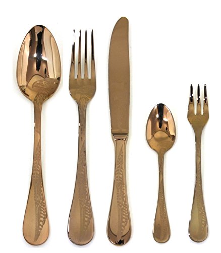 Mepra Caccia Bronzo 30 Pcs Flatware Set – Metallic Tableware, Dishwasher Safe Cutlery