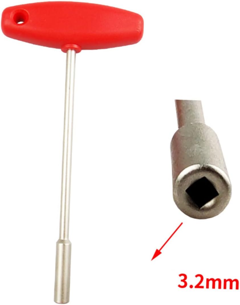 Concealed Spoke Wrench T Shape Sleeve Tool 3.2mm Wire Tightener | Tool Steel and Plastic Build, Strong Clamping, Easy Use, Red Finish, Bicycle Spoke Adjuster
