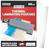 VViViD Premium Thermal Lamination 3Mil Pouches, for Thermal Laminators, 9” x 11.5” Letter Size (110 Pack)