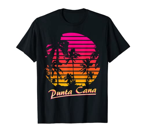 Punta Cana Cool 80s Palmeras Verano Puesta de sol Camiseta