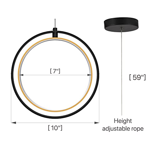 Led Pendant Light, Ring Chandelier, Gold And Black Ceiling Light, Height Adjustable Pendant Lighting For Dinning Table,Living Room, Bedroom, Foyer, Entrance Way #TOP3