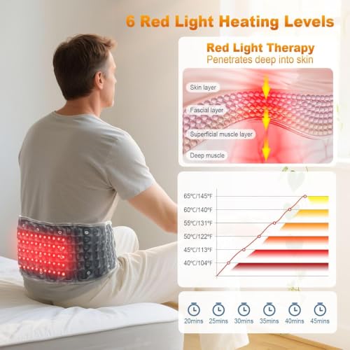 Image of Heated Lumbar Decompression Belt with Electric Air Pump, Vibration Massage & Red Light Heat, Inflatable Lower Back Support Brace, Adjustable Waist 29-49 Inch (Blue With Heat.)