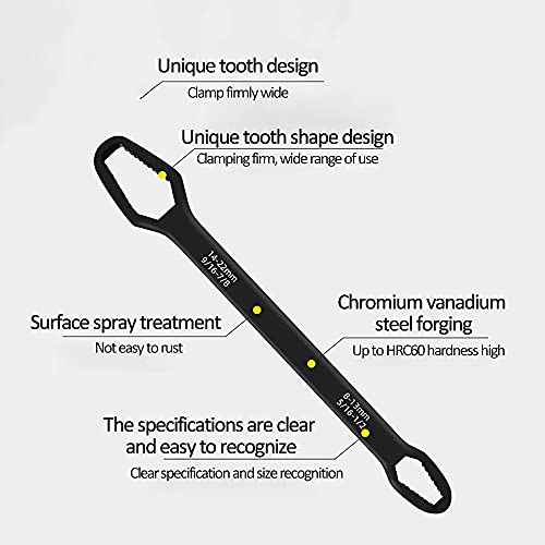 Anvirtue Multifunctional Universal Double Ended Wrench, 8Mm - 22Mm Self-Tightening Universal Wrench Repair Tool For Diy Machine & Auto Maintenance - Made Of Premium Chrome Vanadium Steel(Black) #TOP7
