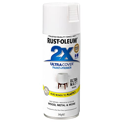 Rust-Oleum 2X Ultra Cover Matte Spray Paint 340g – White, Smooth Durable Finish