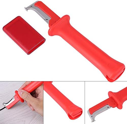 Miniatura 5 de Herramienta peladora de cuchillos para cables, cortador de cables con aislamiento eléctrico, cortador de mano con cubierta roja, cuchillo de cable