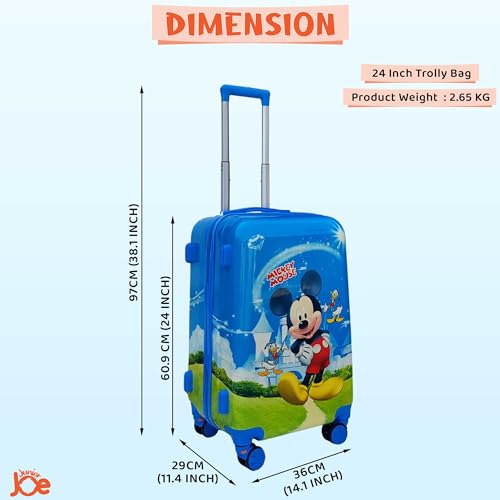 Image of JUNIOR JOE ABS Hard Shell 8 Wheels 24 Inches 360 Degree Rolling Trolley Suitcase for Kids (Luggage-6), Blue, Medium