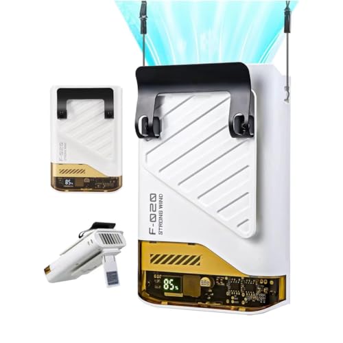 Ventilador portátil de cintura recargable B con pantalla LED y 5 velocidades 7
