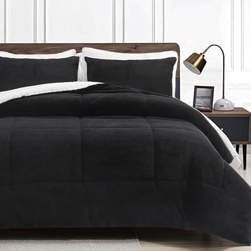 SLEEPBELLA Weißes Fleece-Bettwäsche-Set für Queen-Size-Betten, weiches Samt-Mikrofaser-Innenfutter, Alternativ-Bettwäsche-Set Cover