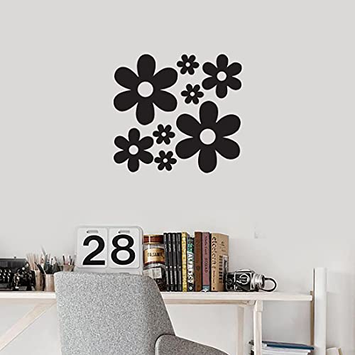Image of Groovy Daisy Flower (Black) (Set of 2) Premium Waterproof Vinyl Decal Stickers Laptop Phone Accessory Helmet Car Window Bumper Mug Tuber Cup Door Wall Decoration