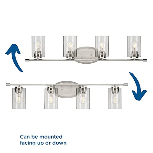 Progress Lighting Riley Collection 4-Light Clear Glass Modern Bath Vanity Light Brushed Nickel by Progress Lighting - Used condition - Image 2