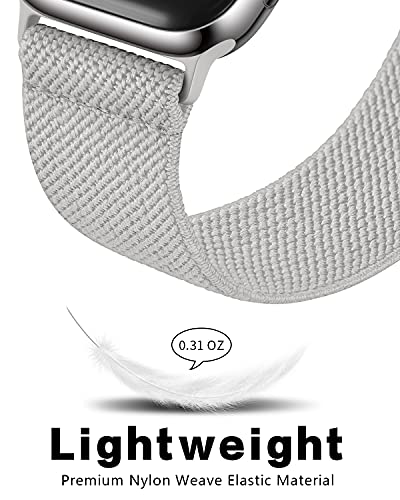 Image of AMANECER Stretchy Nylon Bands Compatible with Apple Watch Ultra 3 /2 /1 SE Series 11 /10 /9 /8 /7 /6 /5 /4, Adjustable Braided Elastic Sport Loop Rugged Straps for iWatch Women Men (Storm Gray, 44 /45 /46 /49MM)