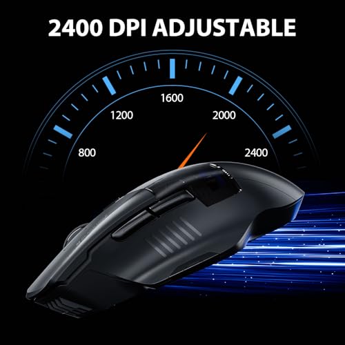INPHIC A9 Explorer - Mouse Bluetooth 5.0/2.4G wireless ricaricabile, 2400 DPI, luce respiratoria RGB, indicatore di batteria visibile, mouse cordless per laptop/PC/computer