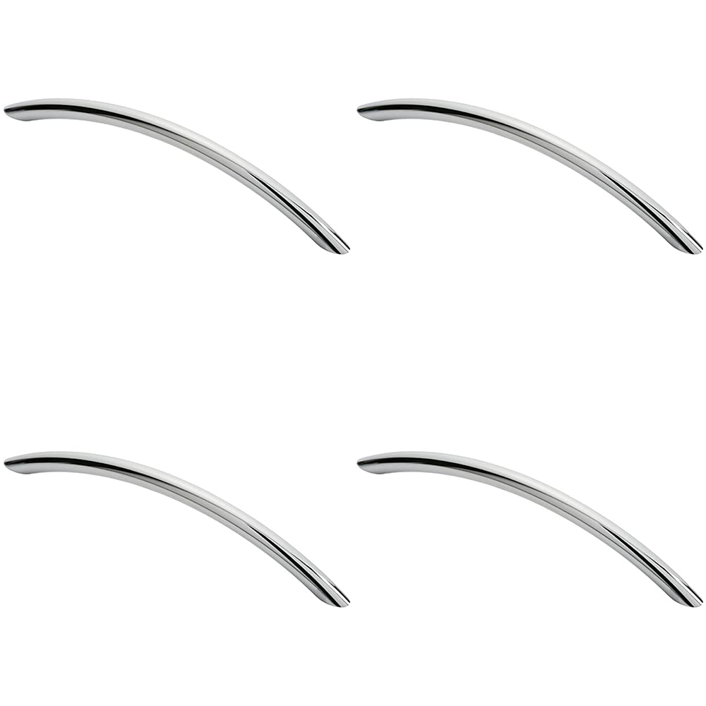 4 Pack | Curved Bow Cabinet Pull Handle - 190 x 10mm - 160mm Fixing Centres - Chrome | Cabinet Pull Handle - Wardrobe Cupboard Door Handle - Suitable for Lightweight Internal Doors