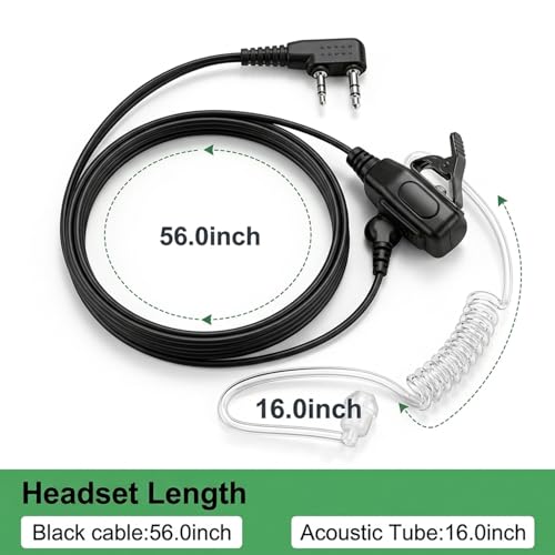Image of ZORBES 2 Pack Earphone Microphone for Walkie Talkie Two Way Radio Earphones 2-Pin Mic Headset Earpiece, Walkie Talkie Earpiece with Mic 2 Pin Headset Clear Acoustic Tube Rotatable Design