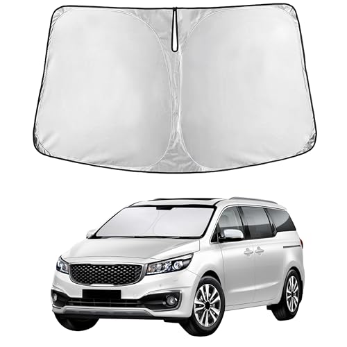 Image of EcoNour Windshield Sunshade for Kia Carnival 2015-2021 | Custom Fit Front Window Sun Shade | Blocks Harmful UV Rays & Reduces Heat | Foldable Sun Visor with Storage Pouch