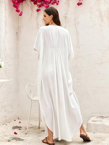 Image of Moss Rose Kaftan Dresses for Women V Neck Summer Swimsuit Cover up Caftan Maxi Beach Dresses