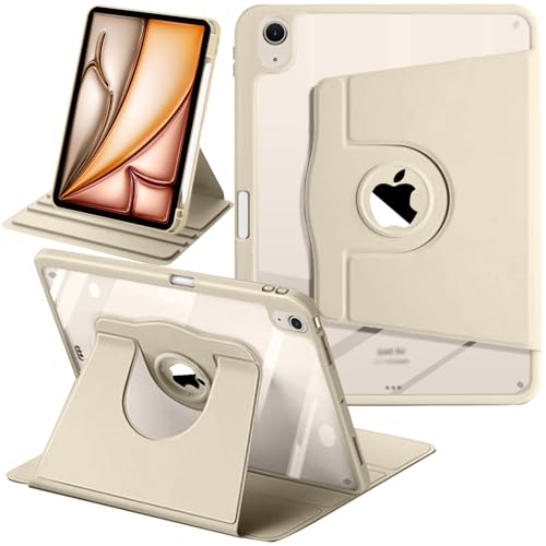 Ya en manzanajugosa.com: Funda Giratoria para iPad Air 11 Pulgadas M3/M2 (2025/2024), iPad Air 5/4 (2022/2020) con Soporte para Pencil, Carcasa Soporte Rotación de 360 Grados Cover Respaldo Clara, Blanco Estrella