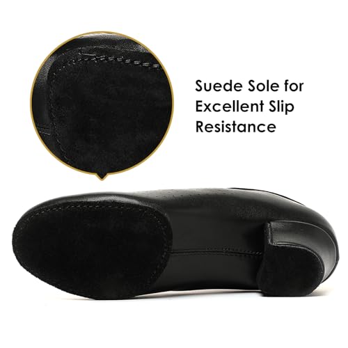 Dance Shoes for Women, Lace-up Black Jazz Shoes, Professional Latin Dance Heels, Ballroom Salsa Dance Shoes, Closed-Toe Split-Sole Low-Heel, Teaching Practice Performance Character Shoes2