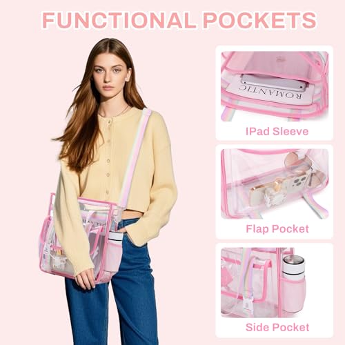 Clear Tote Bag Stadium Approved 12x6x12, Thickened Heavy Duty PVC Transparent Tote Bag Water Resistant3