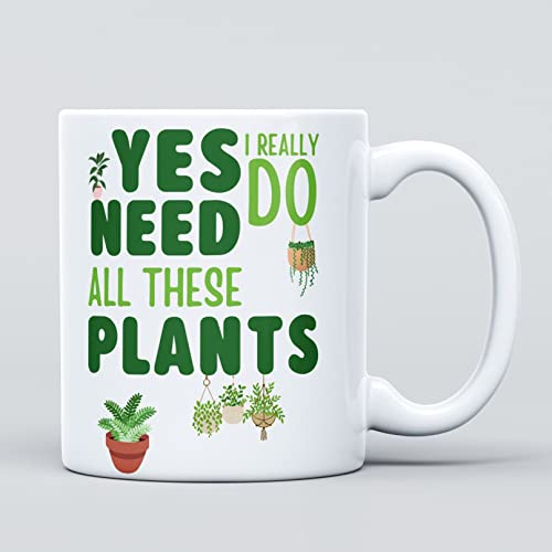 Panther Print Yes I Really Do Need All These Plants Large Heavy Duty Ceramic Novelty Funny Coffee Mug, Cup for Men & Women, Girls & Boys – Gift for Birthday, Christmas - Plant Lover Gardening Nature