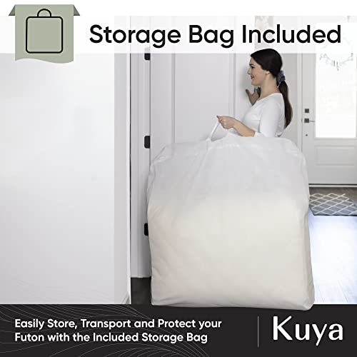 Kuya Japanese Futon Floor Mattress For Adults & Kids - Premium Japanese Shikibuton Cotton Sleep Mat With Luxurious Fitted Sheet & Portable Storage/Travel Bag - 100% Cotton Japanese Twin Bed (39X75In) #TOP6