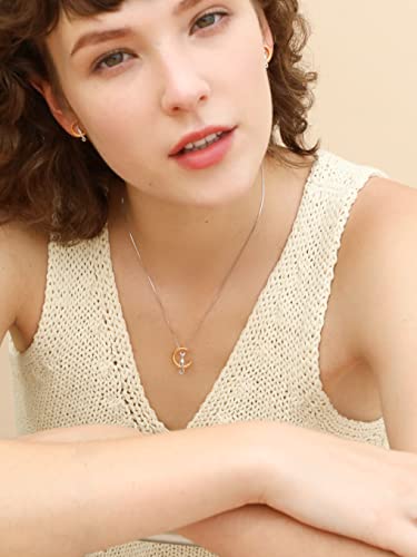 S.Leaf Sterling Silver Cat Moon Necklace Cat Lady Jewelry Lover Gifts Pendant Collarbone Necklace for Women Trendy Birthday Friendship Gifts for Womens Party2