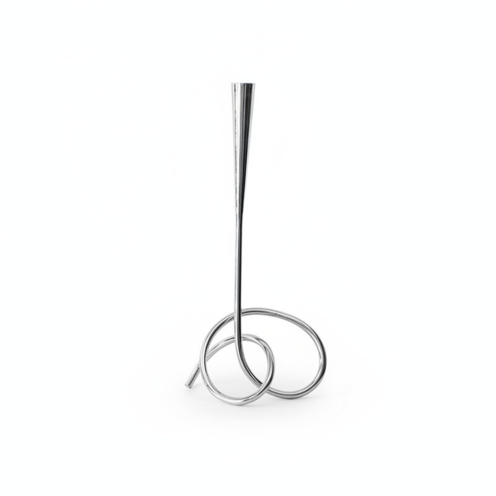 Colcolo Kerzenhalter Silber Spiralform Kerzenständer Tafelkerzenhalter Dekokerzenhalter aus Edelstahl mit Geschwungenem Fuß Und, Silberner Gedrehter Spiral-Kerzenhalter, Hoch