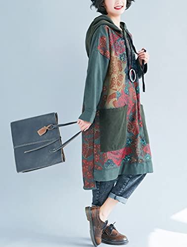 FTCayanz Women’s Oversized Sweatshirt Dress Hoodies Pullover Ethnic Printed Fall Dresses with Pockets4