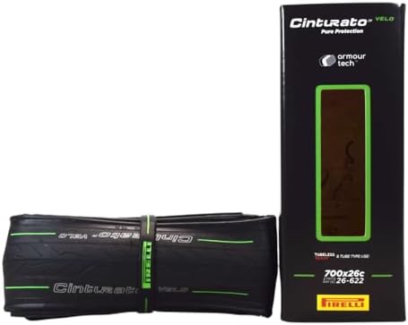 Pirelli Cinturato Velo Road Bike Tire (Long Rides), Clincher Tubeless Ready, Confident Handle Vari Terrains & Worst Conditions, X-Puncture Protect,(1) Tire, Black or Classic Tan Sidewall / Vari Sizes
