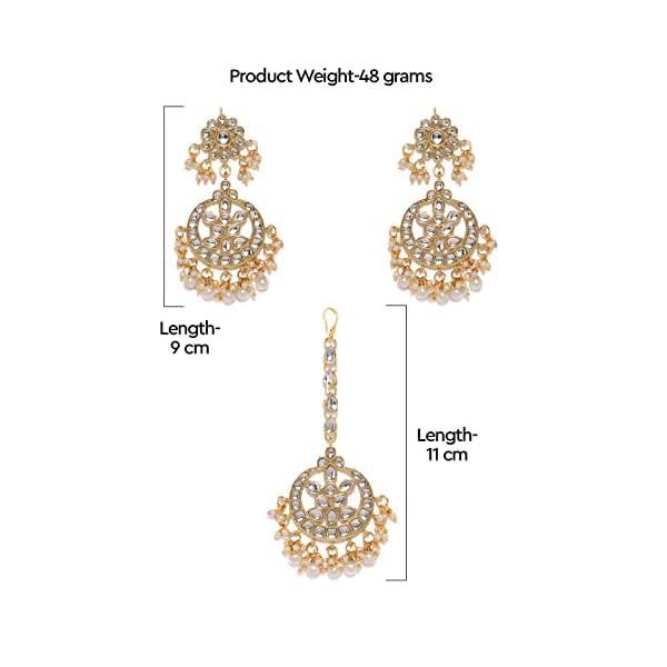 Zaveri Pearls Kundan & Pearls Hair Jewellery for Women (Golden)(ZPFK8536) - Image 6