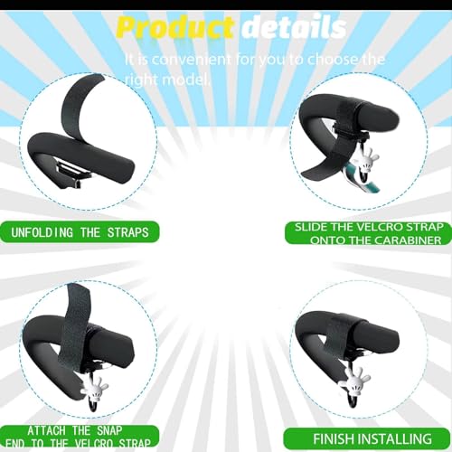 2 ganchos de carrinho de bebê, ganchos ajustáveis para carrinho de bebê e assento de carro, ganchos