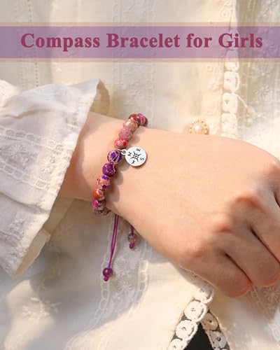 Natural Colorful Stone Ajustable Compass Bracelet - 8th 5th Grade Kindergarten High School Graduation Gifts for Girls Friend Daughter Granddaughter Niece2