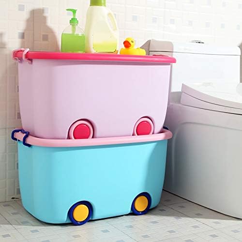 Image of Toy Storage Chest Large Storage Organizer with Wheels Multipurpose Storage Box for Clothes, Toys, Household Items, Kitchen, and Stationery with Lid and Wheels for Kids Toys (PACK OF 4)