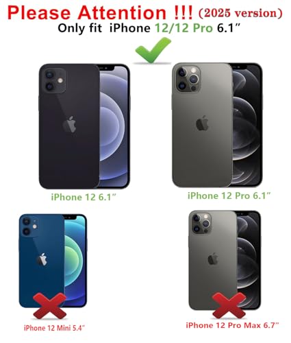 Image of SunStory Compatible with iPhone 12 /12 Pro Case with HD Screen Protector, 3-Layer Heavy Duty Full-Body Cover,3 in 1 Hybrid Protective Case for iPhone 12 /12 Pro 6.1 inch,PinkRed