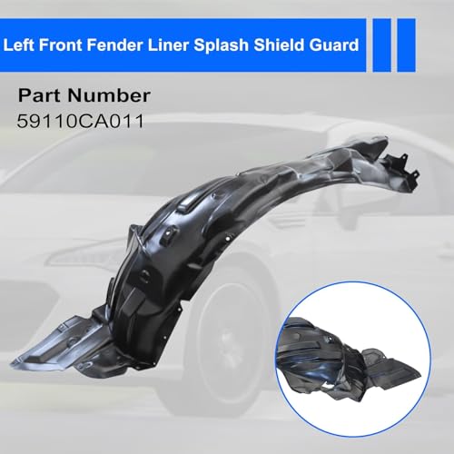 Image of NLQR Black Driver Front Fender Liner Splash Shield Guard, Fit for Subaru BRZ 2013-2020, Replace 59110CA011, 59110CA001 Front Left Fender Liner Splash Shield Guard