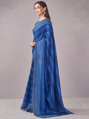 Image of Satrani Women's Chanderi Printed Saree with Unstitched Blouse Piece