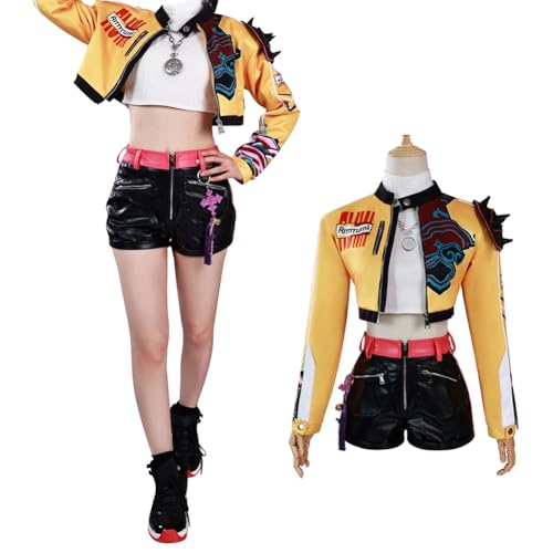 [HUNKJgh] kpop demon hunters K-POP ガールズ デーモン・ハンターズ 子供服 子供用 子供 コスプレ 衣装 豪華セット 仮装 変装 Cosplay 文化祭 学園祭 ハロウィン クリスマス 誕生日 (ルミ, 140)