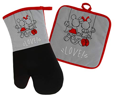 Mickey Mouse Kitchen Tools: Fun and Functional Essentials for Every Cook 6 Disney Kitchen Neoprene Oven Mitt and Potholder Set with Hanging Loop - Non-Slip Heat Resistant Kitchen Accessories with Premium Insulation Ideal for Handling Hot Kitchenware - Mickey and Minnie Swing