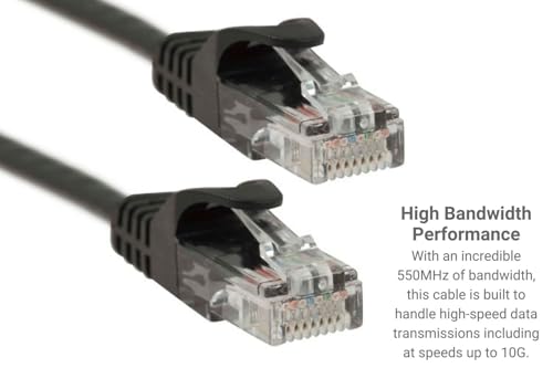 Cable Ethernet Cat6 10 ft Negro con Conectores RJ45 miniatura 5