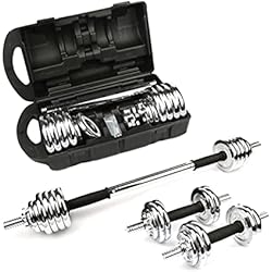 Mejores Mancuernas Para Casa Best - Set de Mancuernas Ajustables de Hierro hasta 15kg (33 LB). Kit de Pesas con Discos y Barras Incluye Estuche para Guardado para Gimnasio, Fitness, Deporte