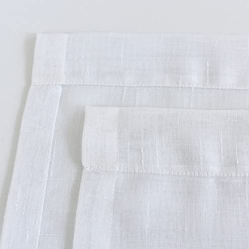 Randall Snow White Linen Sheer Curtain Panel Sets Of 2 With Eyelets Open Weave Faux Linen Window Treatment For Living Room Bedroom Farmhouse, Elegant Nickel Grommet Top-54X84 Inch #TOP3