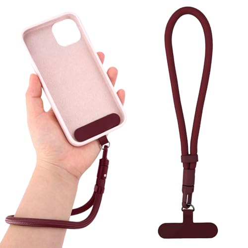 BOXOB Phone Lanyard Wrist, Universal Adjustable Hand Wrist Strap with Tether Tab for Most Phones And Cases Accessories, Anti-Drop, Anti Theft Hands-Free Wristlet String (Dark Red)