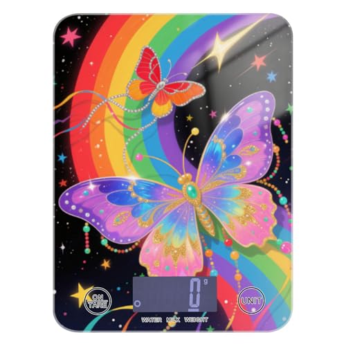 Bilancia digitale da cucina con fiocco arcobaleno colorato conteggio calorie per alimenti 5 kg/5 g, bilancia da 5 g con 4 unità per cottura cheto cottura báscula para pesar Personas