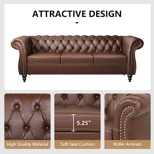 Image of QHITTY 2 Piece Living Room Set, Sectional Chesterfield Sofa Chair Contemporary Upholstered Leather Loveseat Couch Sets for Living Room, Bedroom, Office