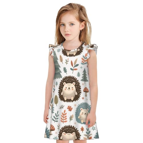 Augenstern Flutter Sleeve Nightgown Nature-Cute-Hedgehogs Soft Sleepwear Nightdress3