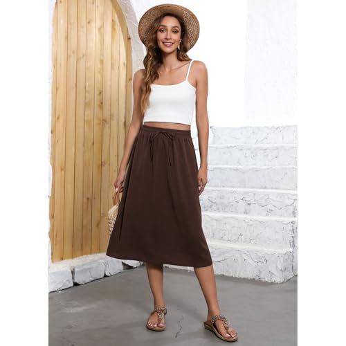 Image of Witsmile Flowy Skirt Elastic High Waist A-Line Skirt with Pockets Bohemia Cover-up for Women 2026 Trendy(S-2XL)