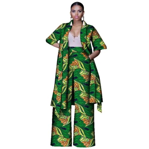 African Suits for Women 2 Pieces Set Long Tops and Wide Leg Pants African European Clothing