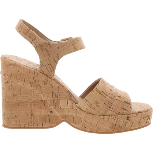 KORKS Womens Buckle Cork Wedge Heels Beige 8 Medium (B,M)2