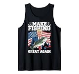 Trump Hace Que la Pesca Sea Grande Otra Vez Pescador con Bandera Estadounidense Camiseta sin Mangas